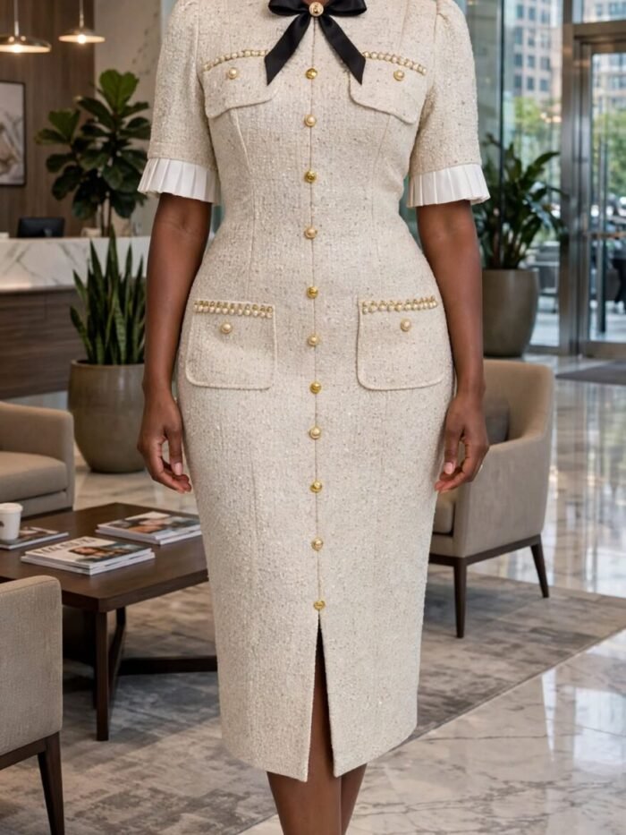 EJ SIGNATURE TWEED DRESS